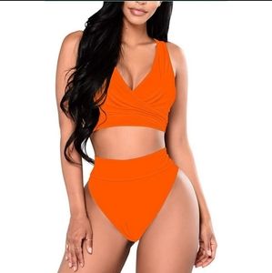 Sovoyontee Orange High Waist Bikini NWT M